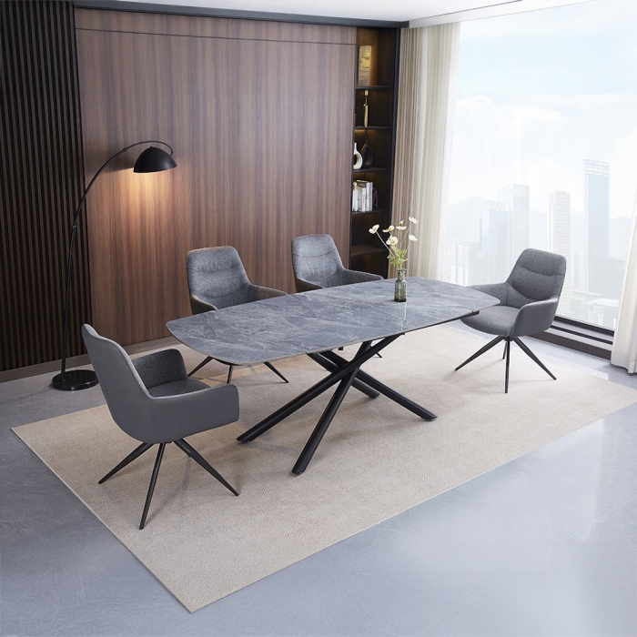 Hester Ceramic Top Extendable Rectangular Dining Table