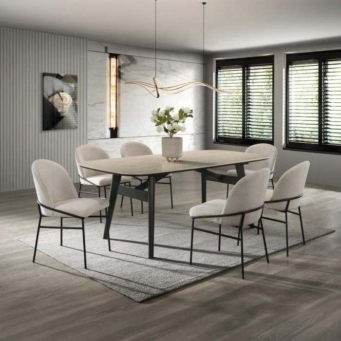 Lark Travertine Top Dining Table