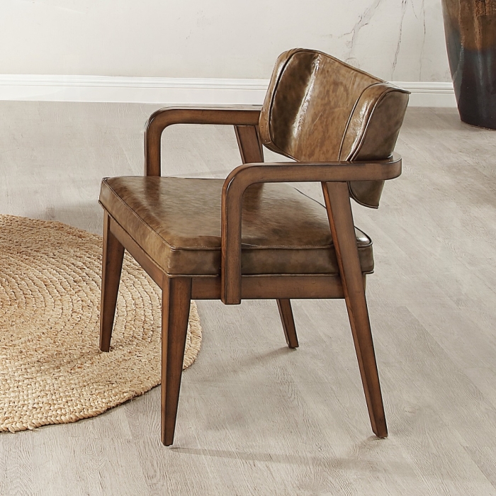 Harvey Leatherette Brown Arm Chair Set of 2