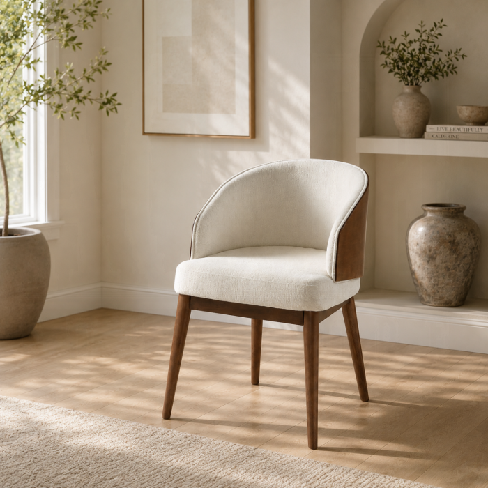 Rufina Beige Linen Arm Chair Set of 2